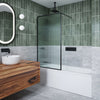 KALIA DUNE Framed Bath Shield Matte Black Fluted Glass