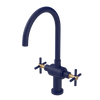 Rubinet Two Handle Single Hole Kitchen Set with LaSalle Spout Midnight Blue