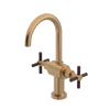 Rubinet Single Hole Dual Handle Lav. Set with LaSalle Spout (less drain) Satin Gold