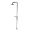 Rubinet Pressure Balance Outdoor Shower with Hand Held Shower & 10" Shower Head (with shelf) - 304 Stainless Steel Polished Nickel