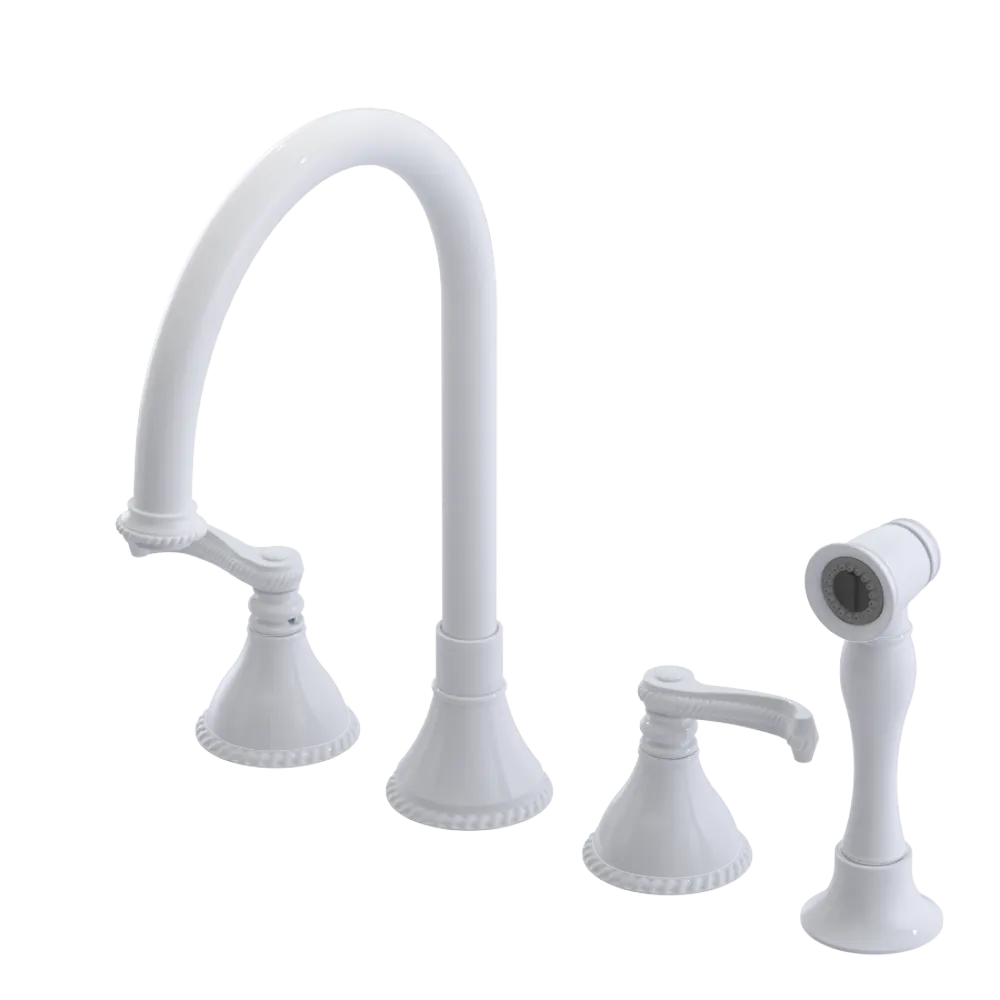 Rubinet Widespread Kitchen Set with Hand Spray White