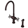 Rubinet Two Handle Single Hole Kitchen Set with LaSalle Spout with Hand Spray Oil Rubbed Bronze