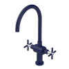 Rubinet Two Handle Single Hole Kitchen Set with LaSalle Spout Midnight Blue