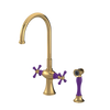 Rubinet Two Handle Single Hole Kitchen Set with Hand Spray Gold