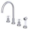 Rubinet Widespread Kitchen Set with LaSalle Spout with Hand Spray Satin Chrome