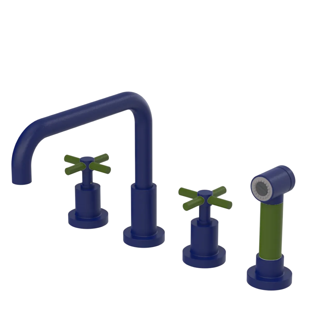 Rubinet Widespread Kitchen Set with Hand Spray Midnight Blue