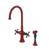 Rubinet Two Handle Single Hole Kitchen Set with Hand Spray Maroon