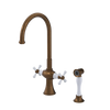Rubinet Two Handle Single Hole Kitchen Set with Hand Spray Tuscan Brass