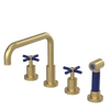Rubinet Widespread Kitchen Set with Hand Spray Satin Brass
