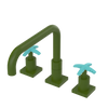 Rubinet Widespread Kitchen Set with Genesis Spout Green Envy