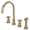 Rubinet Widespread Kitchen Set with LaSalle Spout with Hand Spray Gold