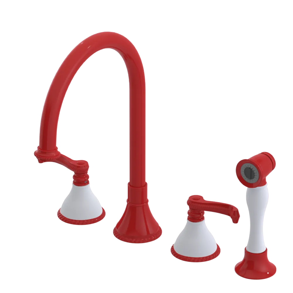 Rubinet Widespread Kitchen Set with Hand Spray Red