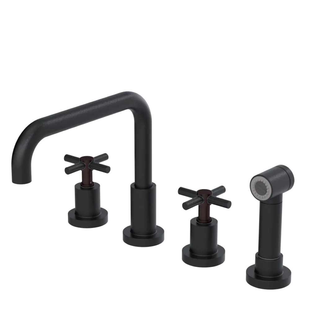 Rubinet Widespread Kitchen Set with Hand Spray Matt Black