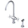 Rubinet Two Handle Single Hole Kitchen Set with LaSalle Spout with Hand Spray Satin Chrome