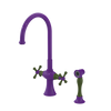 Rubinet Two Handle Single Hole Kitchen Set with Hand Spray Purple Haze