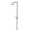 Rubinet Pressure Balance Outdoor Shower with Hand Held Shower & 10" Shower Head (with shelf) - 304 Stainless Steel Chrome