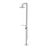 Rubinet Pressure Balance Outdoor Shower with Foot Rinse & 10" Shower Head (with shelf) - 304 Stainless Steel Chrome