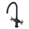 Rubinet Two Handle Single Hole Kitchen Set with LaSalle Spout Matt Black