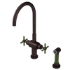 Rubinet Two Handle Single Hole Kitchen Set with LaSalle Spout with Hand Spray Oil Rubbed Bronze
