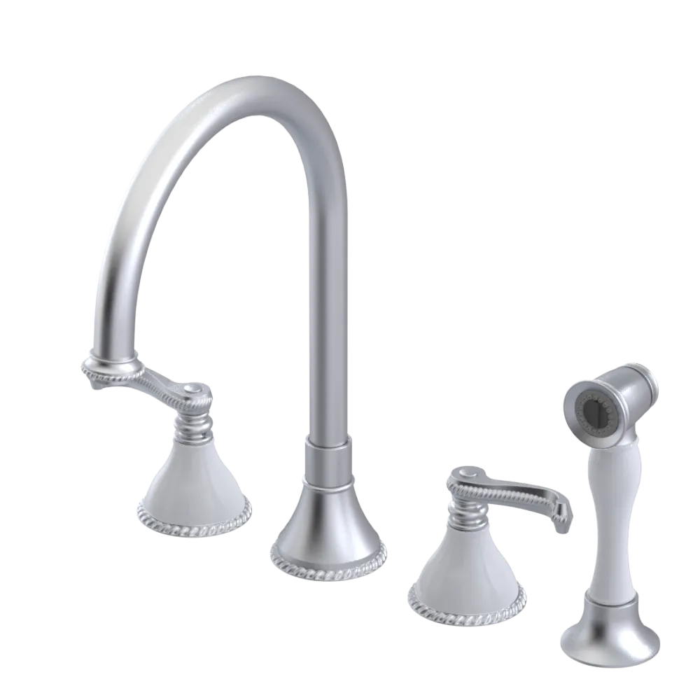 Rubinet Widespread Kitchen Set with Hand Spray Satin Chrome