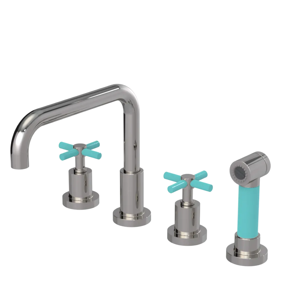 Rubinet Widespread Kitchen Set with Hand Spray Polished Nickel