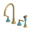 Rubinet Widespread Kitchen Set with Hand Spray Satin Brass
