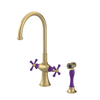 Rubinet Two Handle Single Hole Kitchen Set with Hand Spray Satin Brass