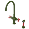 Rubinet Two Handle Single Hole Kitchen Set with LaSalle Spout with Hand Spray Green Envy