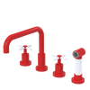 Rubinet Widespread Kitchen Set with Hand Spray Red