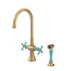 Rubinet Two Handle Single Hole Kitchen Set with Hand Spray Satin Gold