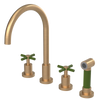 Rubinet Widespread Kitchen Set with LaSalle Spout with Hand Spray Satin Gold