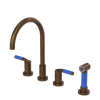 Rubinet Widespread Kitchen Set with Hand Spray Tuscan Brass