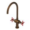 Rubinet Two Handle Single Hole Kitchen Set with LaSalle Spout Tuscan Brass