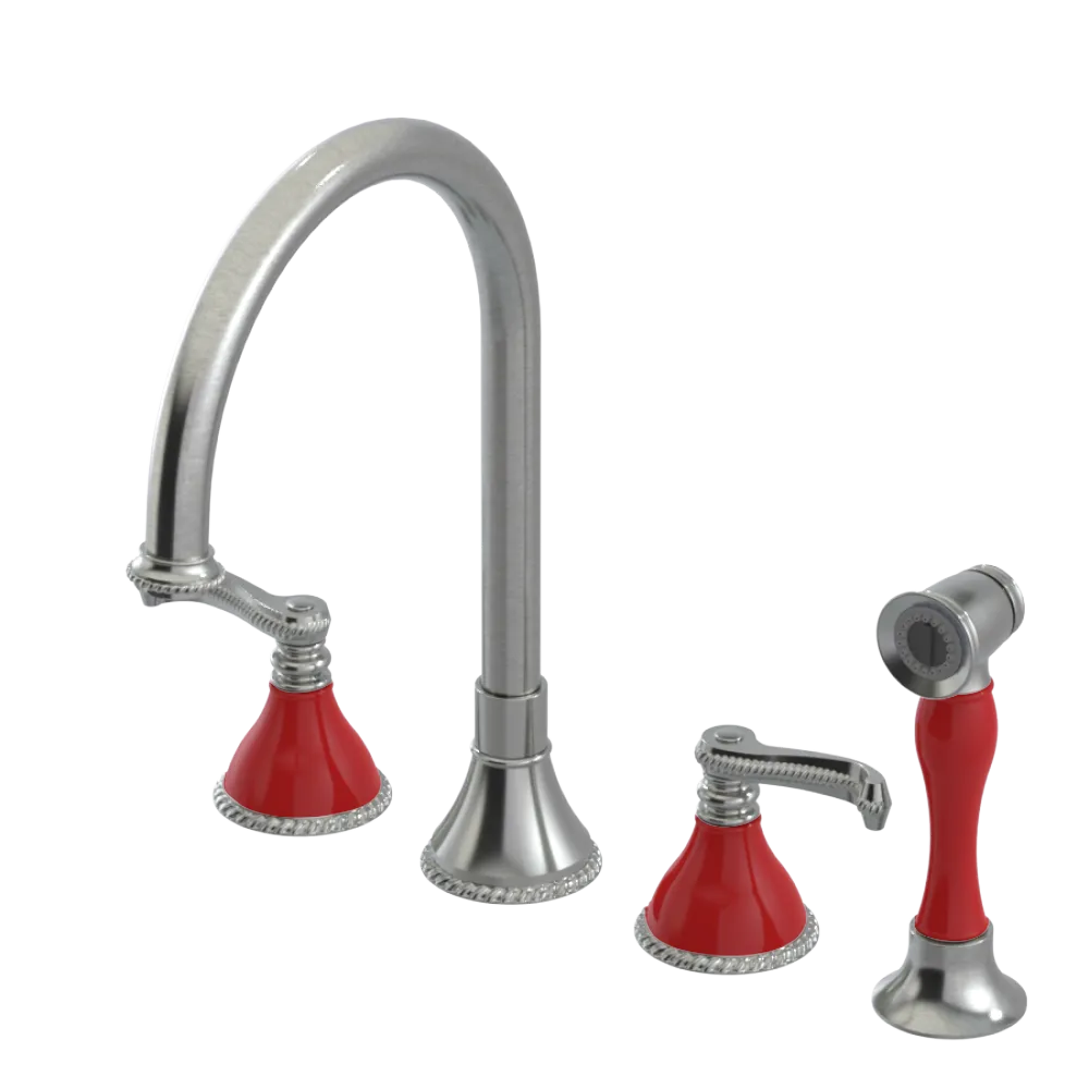 Rubinet Widespread Kitchen Set with Hand Spray Satin Nickel