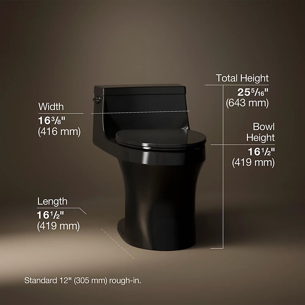 San Souci® One-piece compact elongated toilet with concealed trapway, 1.28 gpf