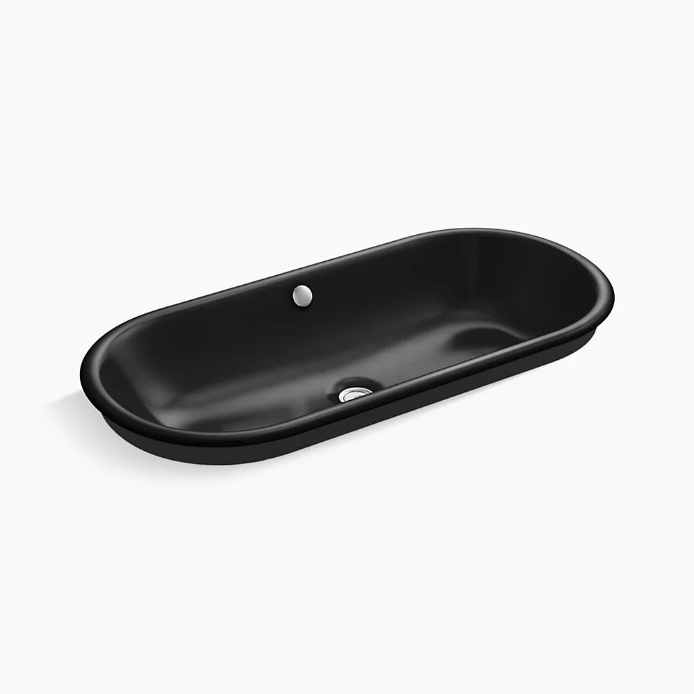 Iron Plains® 33" oval drop-in/undermount/vessel bathroom sink with Iron Black painted underside