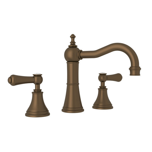 Perrin & Rowe Georgian Era Column Spout Widespread Faucet - With White Porcelain Lever Handle.3723LSP-APC