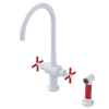 Rubinet Two Handle Single Hole Kitchen Set with LaSalle Spout with Hand Spray White