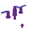 Rubinet Bidet Fitting with Spray, Diverter, and Vacuum Breaker (less drain) Purple Haze