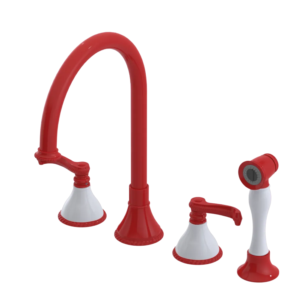 Rubinet Widespread Kitchen Set with Hand Spray Red