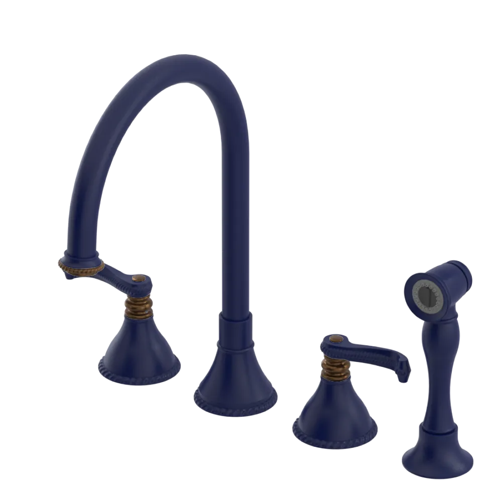 Rubinet Widespread Kitchen Set with Hand Spray Midnight Blue