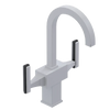 Rubinet Single Hole Dual Handle Lav. Set. (less drain) White
