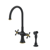 Rubinet Two Handle Single Hole Kitchen Set with Hand Spray Matt Black