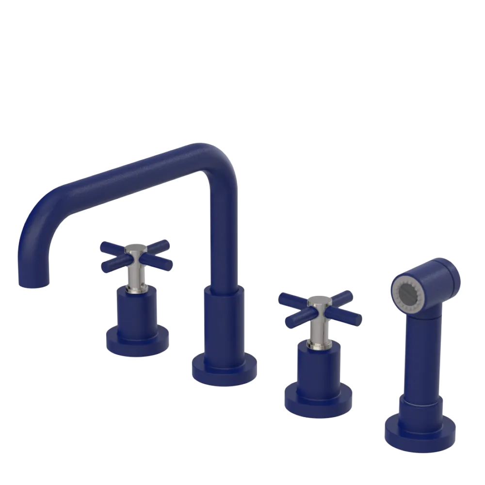 Rubinet Widespread Kitchen Set with Hand Spray Midnight Blue