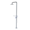 Rubinet Pressure Balance Outdoor Shower with Hand Held Shower & 10" Shower Head (with shelf) - 304 Stainless Steel Chrome