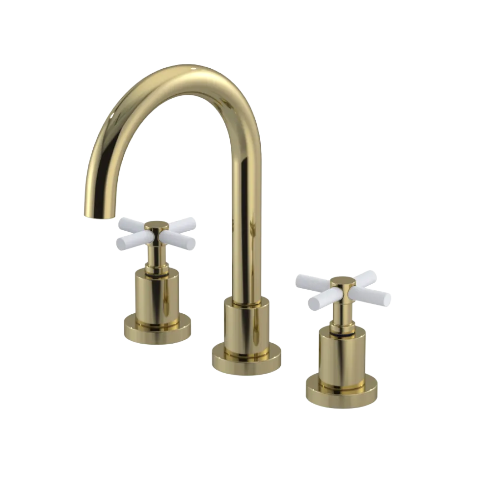 Rubinet Widespread Lav. Set. (less drain) Natural Brass