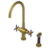Rubinet Two Handle Single Hole Kitchen Set with LaSalle Spout with Hand Spray Antique Brass Matt