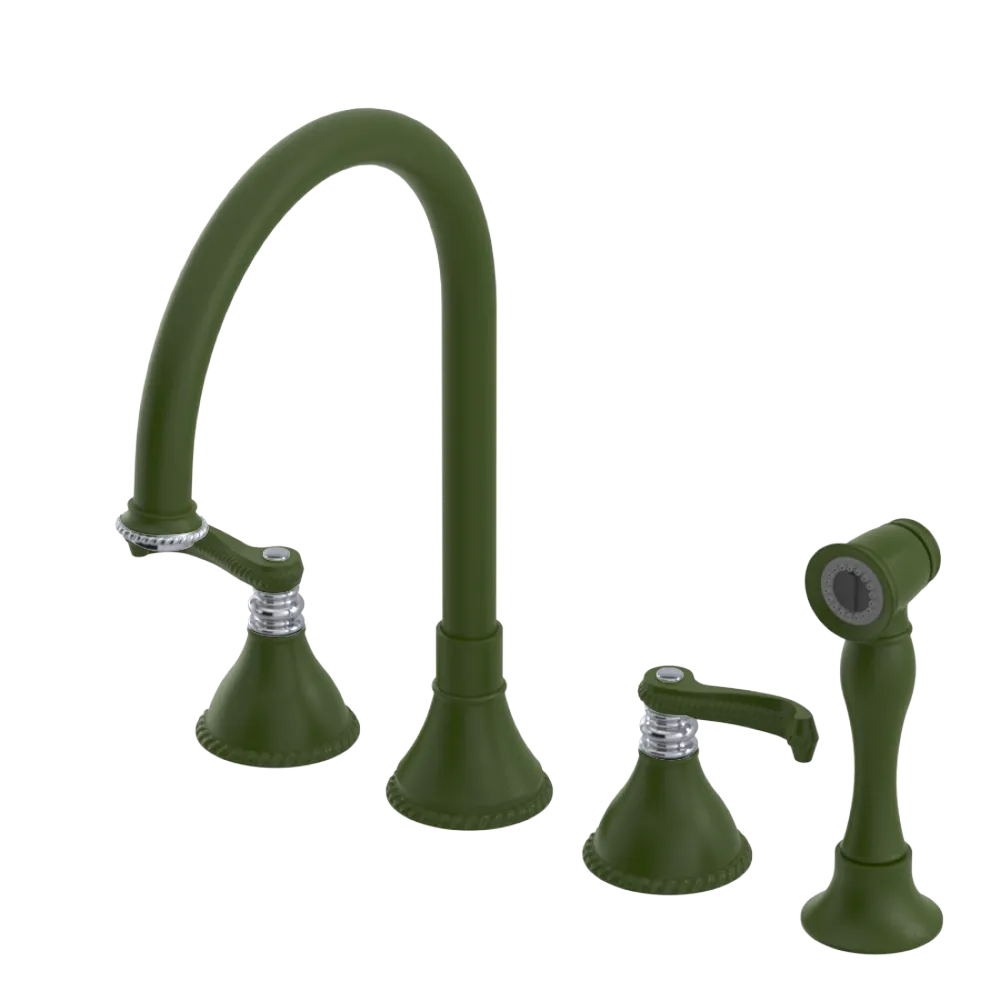 Rubinet Widespread Kitchen Set with Hand Spray Green Envy
