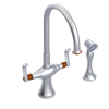 Rubinet Two Handle Single Hole Kitchen Set with Hand Spray Satin Chrome