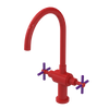 Rubinet Two Handle Single Hole Kitchen Set with LaSalle Spout Red